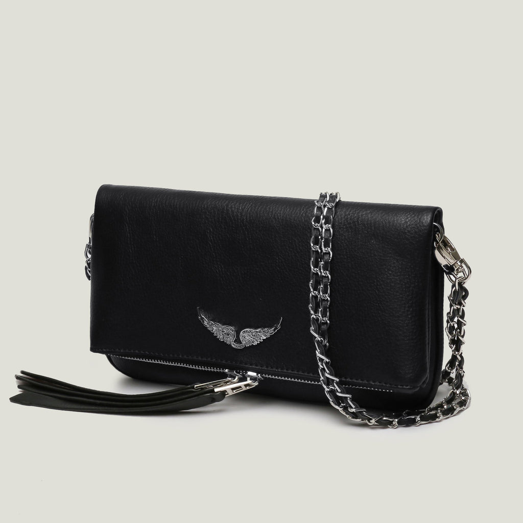 Shoulder bag with wing emblem