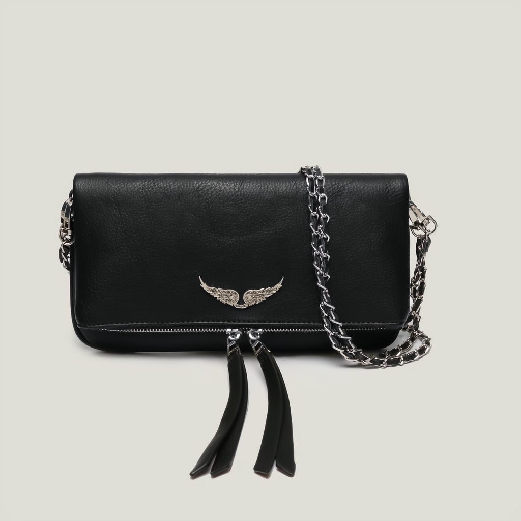 Shoulder bag with wing emblem