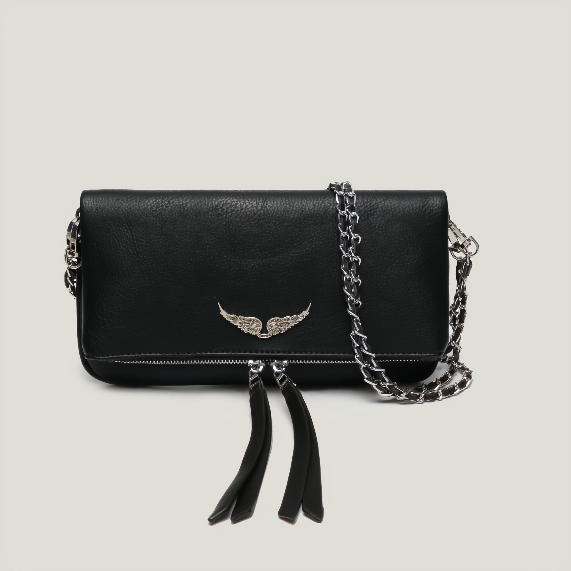 Shoulder bag with wing emblem