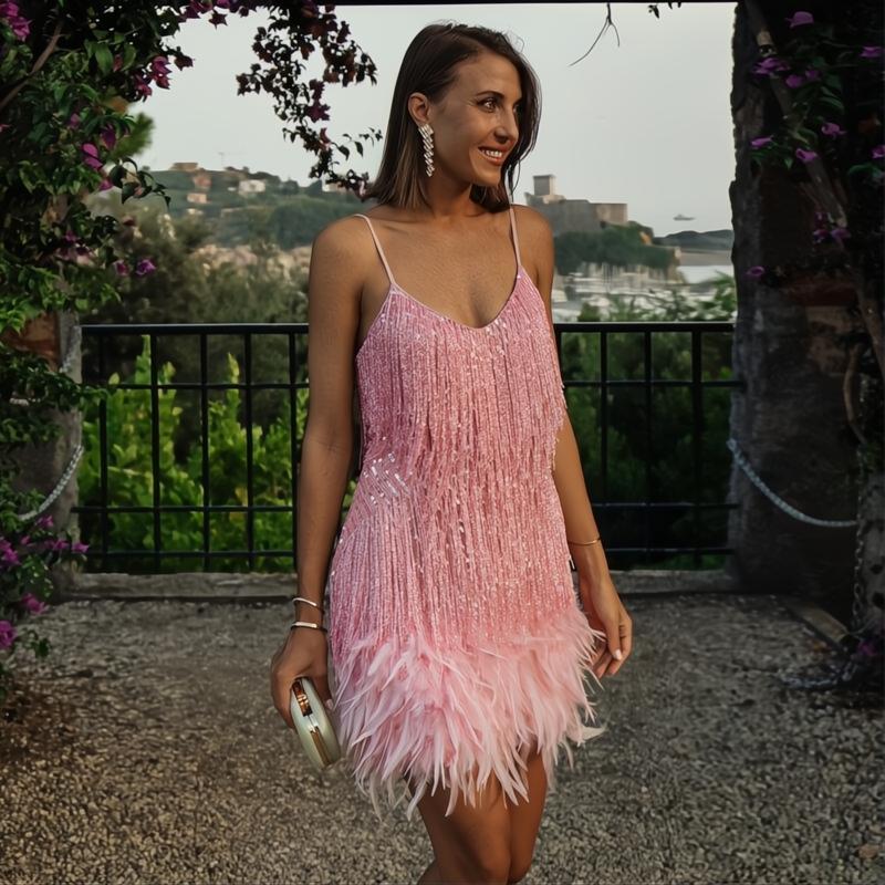 Élora – Luxury feather mini dress