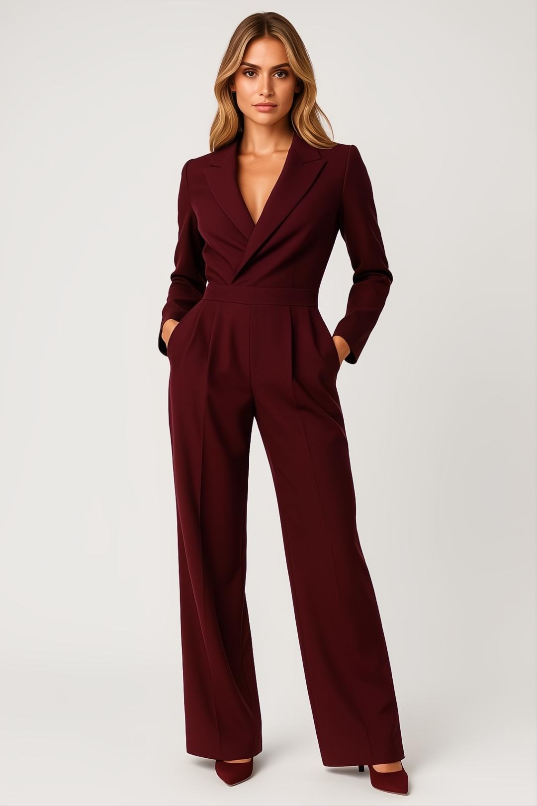 Women's jumpsuit | Elegantly fitted | V-neck