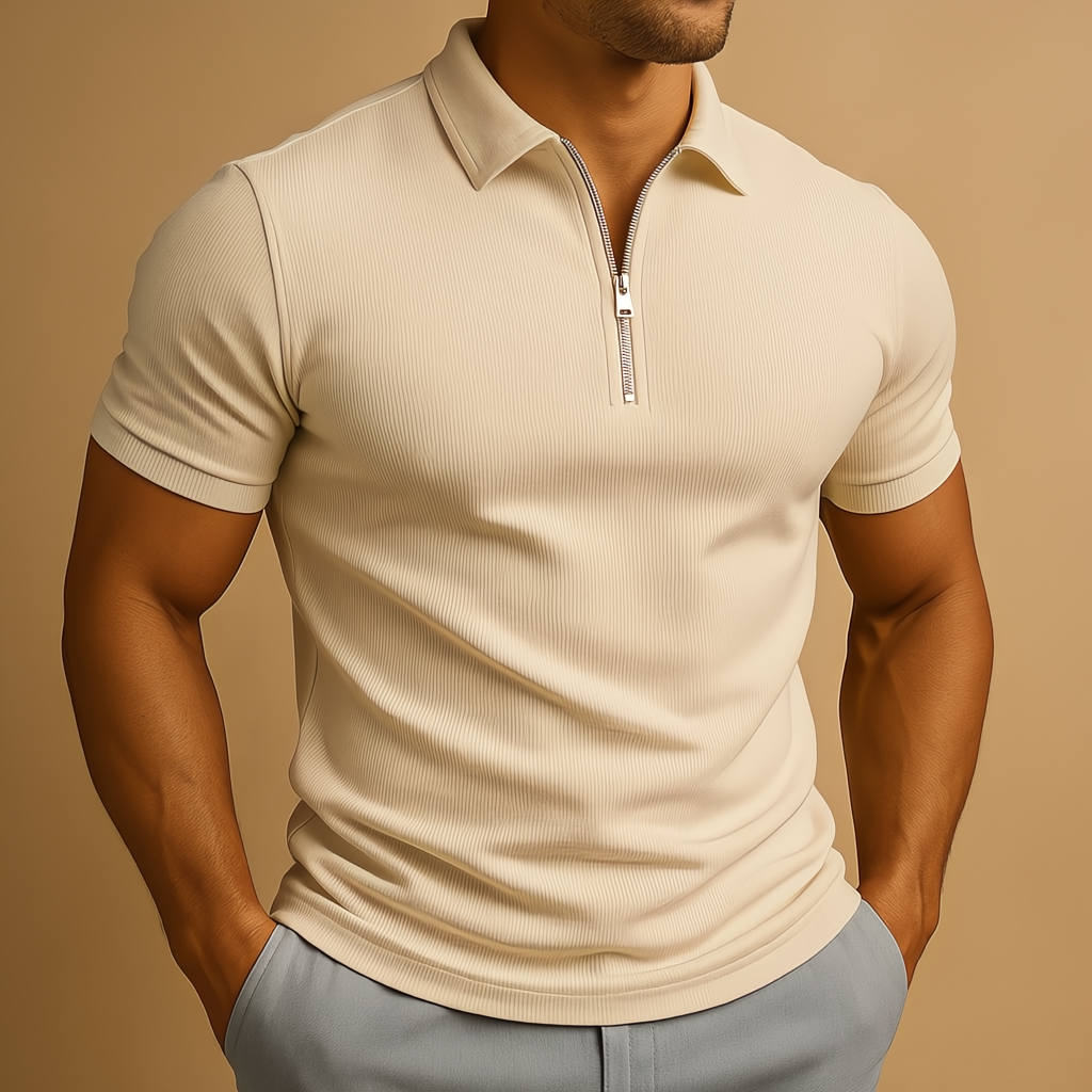 Men's polo shirt with a zip and a modern fit
